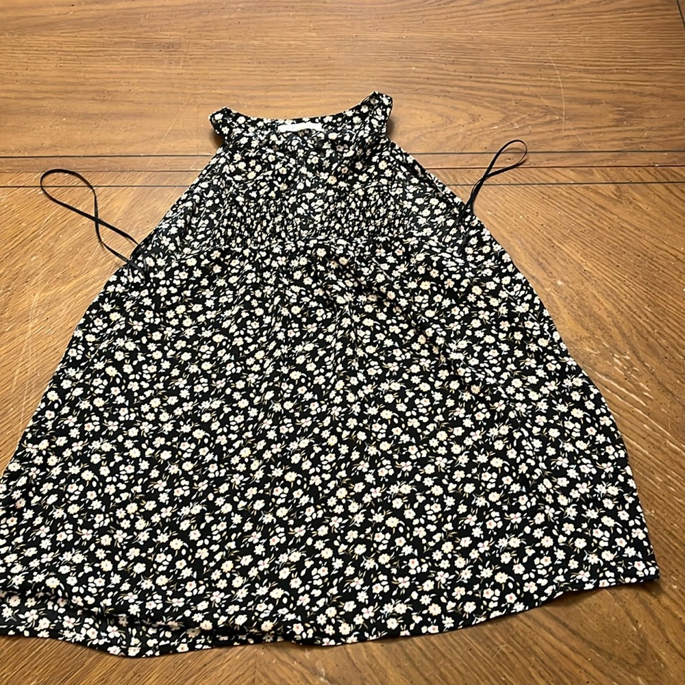 Anthropologie Pleione xs sleeveless ditzy floral print blue white high neck top